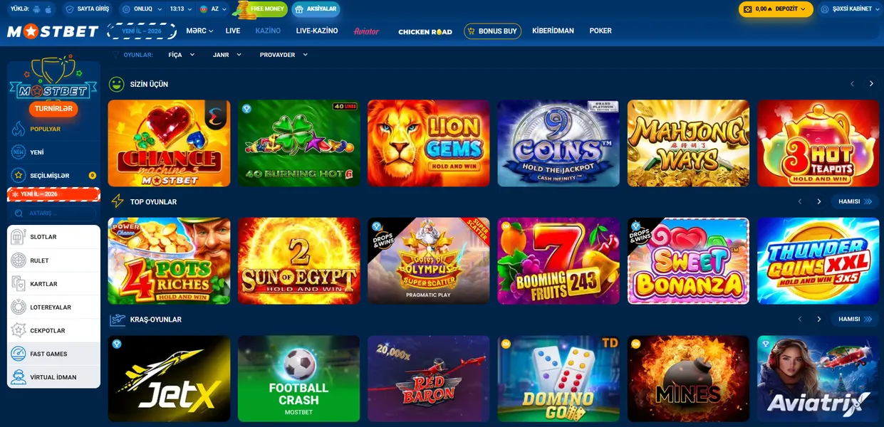 Oyunlar: Mostbet kazinosunda seçim çoxluğu